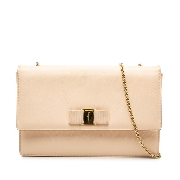 Salvatore Ferragamo Vara Ribbon Chain Shoulder Bag in Pink Leather for Women